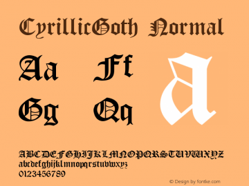 CyrillicGoth Normal 1.0 Mon Nov 23 18:12:50 1992 Font Sample