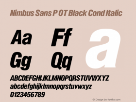 Nimbus Sans P OT Black Cond Italic OTF 1.001;PS 1.05;Core 1.0.27;makeotf.lib(1.11) Font Sample