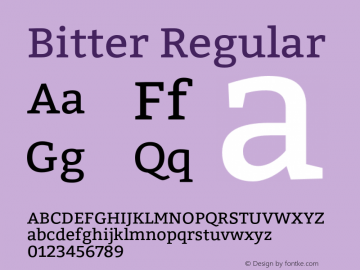 Bitter Regular Version 1.300;PS 001.300;hotconv 1.0.70;makeotf.lib2.5.58329 DEVELOPMENT Font Sample