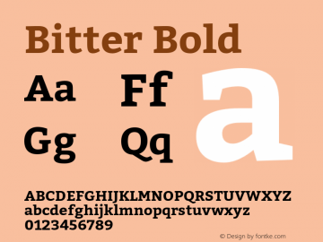 Bitter Bold Version 001.001 Font Sample