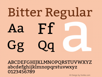 Bitter Regular Version 1.001 Font Sample
