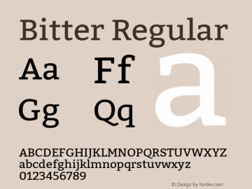 Bitter Regular Version 1.001 Font Sample