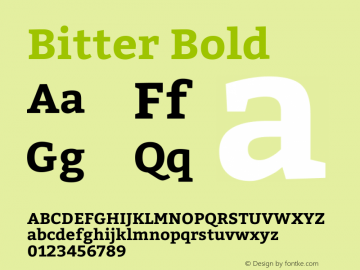 Bitter Bold Version 001.001 Font Sample