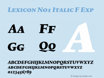 Lexicon No1 Italic F Exp 001.000 Font Sample