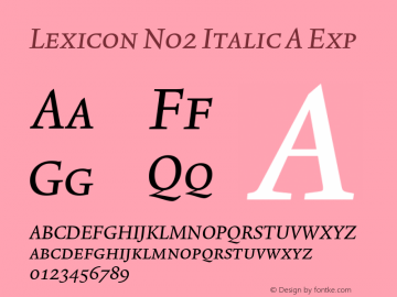 Lexicon No2 Italic A Exp 001.000 Font Sample
