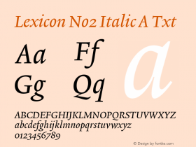 Lexicon No2 Italic A Txt 001.000 Font Sample