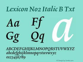 Lexicon No2 Italic B Txt 001.000 Font Sample