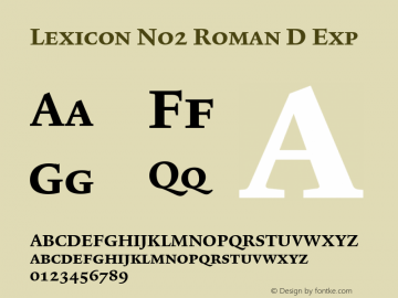 Lexicon No2 Roman D Exp 001.000 Font Sample