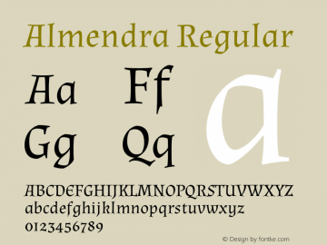 Almendra Regular Version 1.001 Font Sample