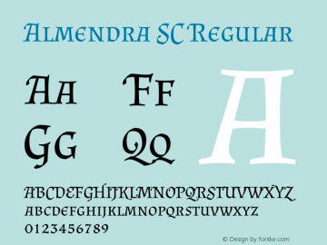 Almendra SC Regular Version 1.003 Font Sample