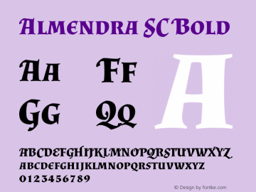 Almendra SC Bold Version 1.003 Font Sample