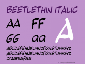 BeetleThin Italic Collection Copyright (c)1997 Expert Software, Inc.图片样张