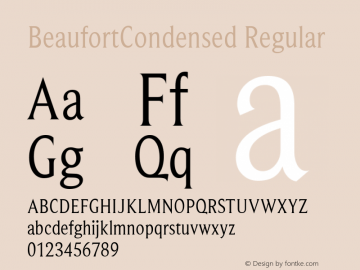 BeaufortCondensed Regular Version 2.02图片样张