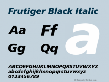 Frutiger Black Italic 001.000 Font Sample