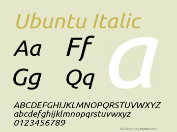 Ubuntu Italic Version 0.70 Font Sample