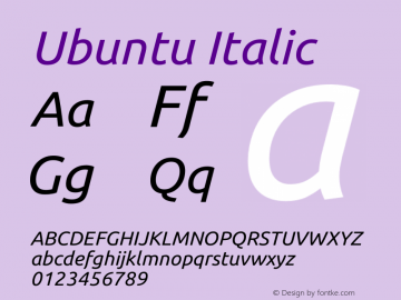 Ubuntu Italic Version 0.80 Font Sample