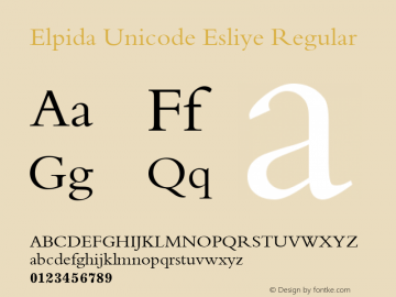 Elpida Unicode Esliye Regular Version 2.51 Font Sample