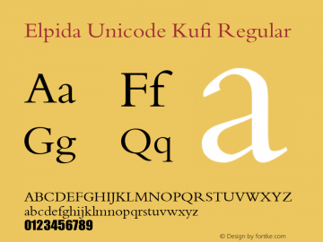 Elpida Unicode Kufi Regular Version 2.51 Font Sample