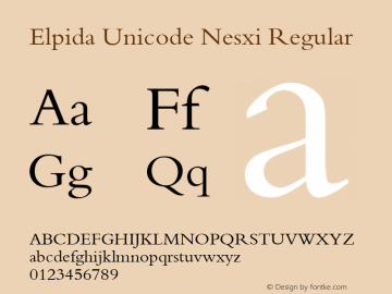 Elpida Unicode Nesxi Regular Version 2.51图片样张