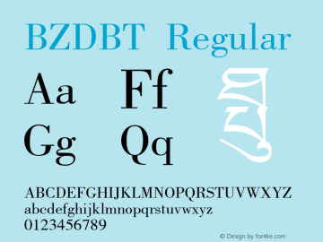 BZDBT Regular 1.00 Font Sample