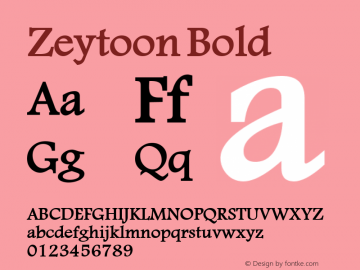 Zeytoon Bold Macromedia Fontographer 4.1 19/05/02 Font Sample