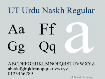 UT Urdu Naskh Regular Version 1.00 Font Sample