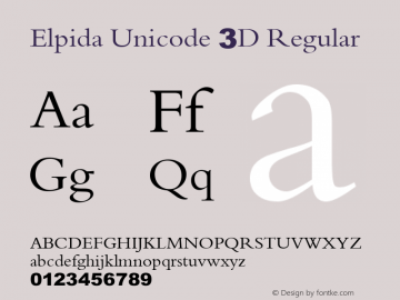 Elpida Unicode 3D Regular Version 2.51图片样张