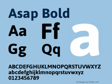 Asap Bold Version 1.001 Font Sample