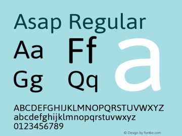 Asap Regular Version 1.001 Font Sample