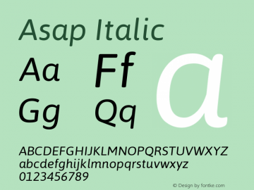 Asap Italic Version 1.001图片样张