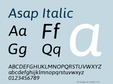 Asap Italic Version 1.001 Font Sample