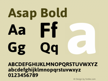 Asap Bold Version 1.001 Font Sample