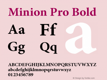 Minion Pro Bold Version 2.068;PS 2.000;hotconv 1.0.57;makeotf.lib2.0.21895 Font Sample