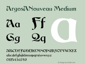 ArgosANouveau Medium Version 001.001 Font Sample
