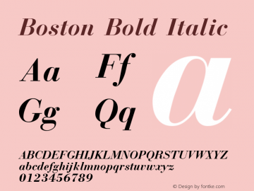 Boston Bold Italic (C)opyright 1992 W.S.I.  8/01/92图片样张