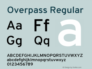 Overpass Regular Version 1.001 Font Sample