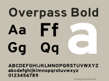 Overpass Bold Version 1.001 Font Sample