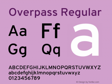 Overpass Regular Version 1.001 Font Sample