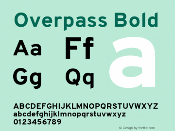 Overpass Bold Version 1.001 Font Sample