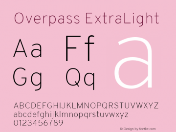 Overpass ExtraLight Version 1.000 Font Sample