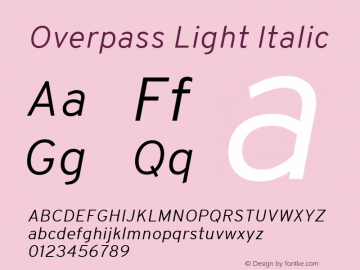 Overpass Light Italic Version 001.000 Font Sample
