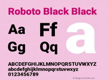 Roboto Black Black Version 2.001047; 2014 Font Sample