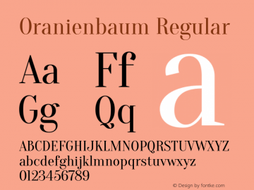 Oranienbaum Regular Version 1.000; ttfautohint (v0.91) -l 8 -r 50 -G 200 -x 0 -w 