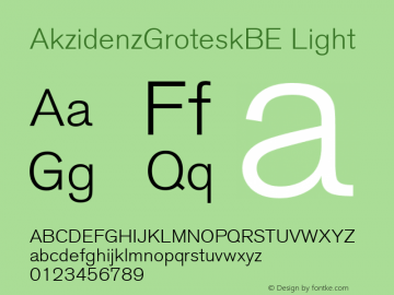 AkzidenzGroteskBE Light Macromedia Fontographer 4.1 7/1/1999图片样张