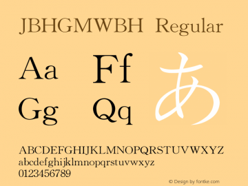 JBHGMWBH Regular V4.0 Font Sample