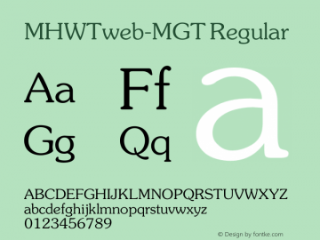 MHWTweb-MGT Regular 1.00 September 26, 2003 Font Sample
