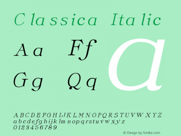 Classica Italic Altsys Fontographer 3.5  3/29/92 Font Sample
