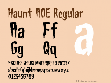 Haunt AOE Regular Macromedia Fontographer 4.1.2 9/11/99 Font Sample