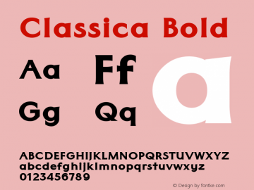 Classica Bold Version 1.000 Font Sample