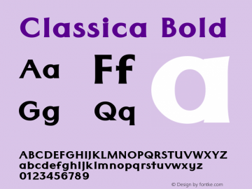 Classica Bold Version 1.001 Font Sample